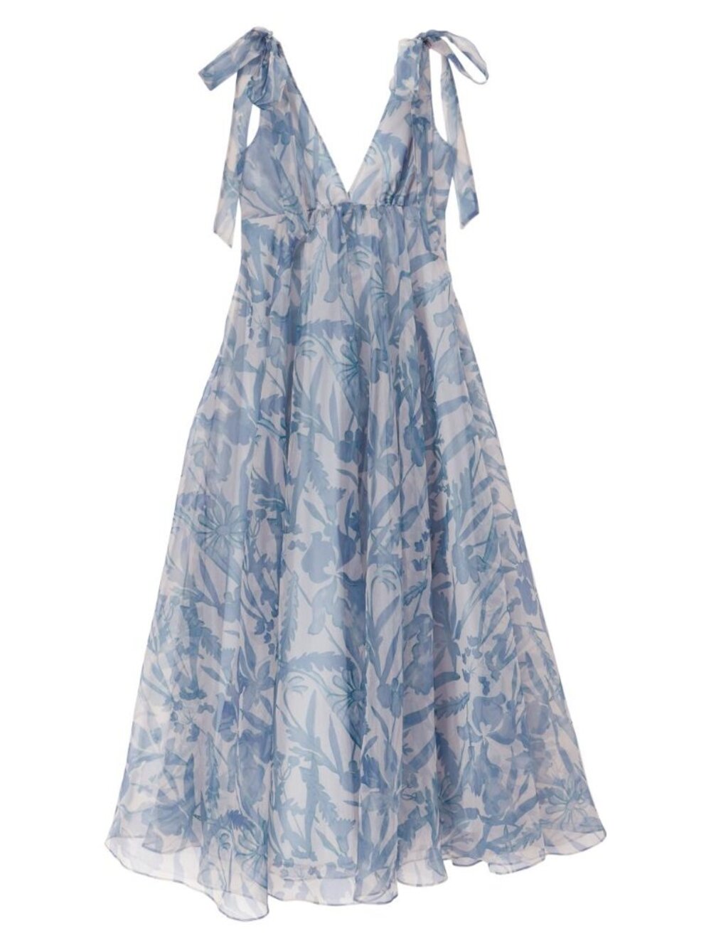 NWT STAUD Dandelion Tie-Strap Floral Tulle Gown in Sky Wild Flowers